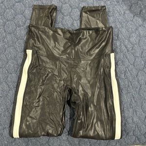 Spanx Leather Leggings with stripe
